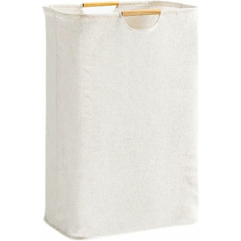 Beiger, Faltbarer Wäschekorb Aus Oxford-gewebe, 39 X 53 X 27 Cm, Mit Holzgriff – Großes Fassungsvermögen Für Schlafzimmer, Badezimmer Und Reisen