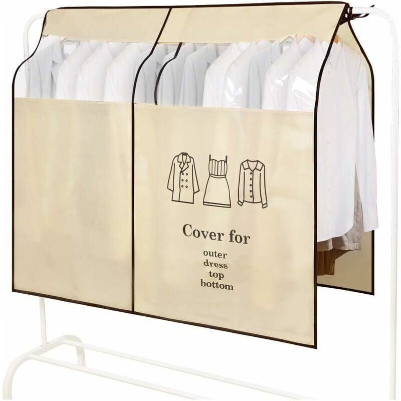 Kleiderhüllen, Transparentes Fenster, Staubdicht, Kleiderschutz, Universe, Kleiderhüllen Für Hemden, Anzüge, Mäntel, Kleidung (90 X 110 Cm, Beige)