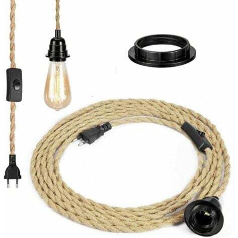 [niemals Verwendet] Seil-kronleuchter, Retro-e27-fassung Mit 4,5 Meter Langem Stromkabel Und Schalter, Für Seil-pendelleuchten (leuchtmittel Nicht Enthalten), Superma