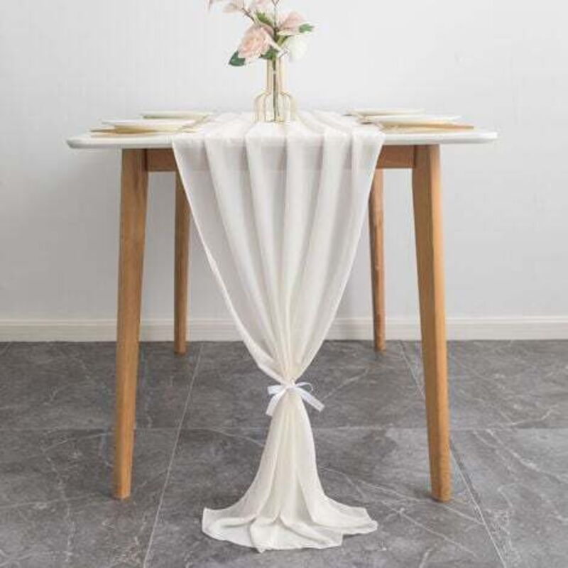 [niemals Verwendet] Tischläufer Aus Beigem Boho-gaze-käsetuch, 72 X 305 Cm, Für Küche Und Zuhause, Ideal Für Feiertage, Hochzeiten, Partys Und Geburtstage