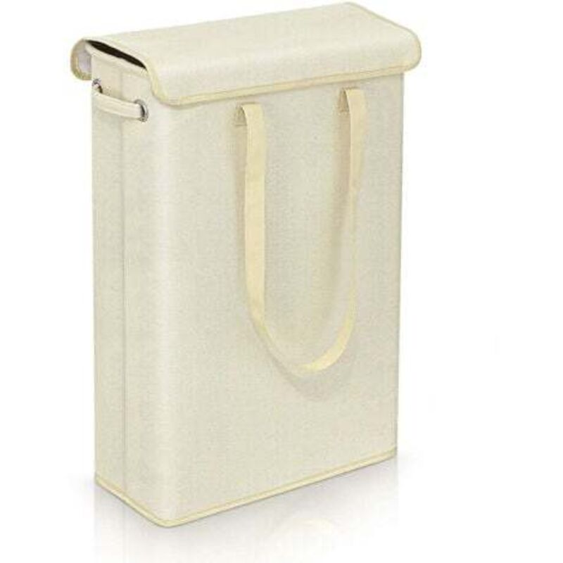 [niemals Verwendet] Wäschekorb Mit Deckel (beige) – 45 L – Großer, Atmungsaktiver Und Faltbarer Wäschekorb – Großer Aufbewahrungskorb Für Kleidung, Schlafzimmer