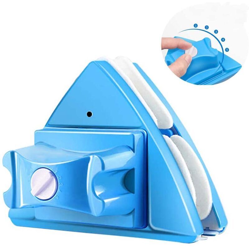 Dreieckiges Glasreinigungstuch Aus Abs-kunststoff, Doppelseitiges Magnetisches Baumwollreinigungstuch, Doppellagiges Magnetisches Hohlreinigungstuch, Verstellbares Magnetisches Reinigungstuch, Blau