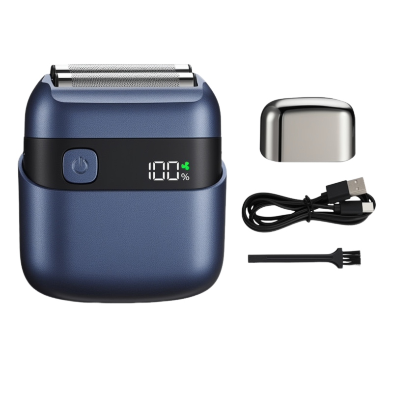 Elektrorasierer Mit Magnetischem Saugnapf, Doppelklinge, Blau