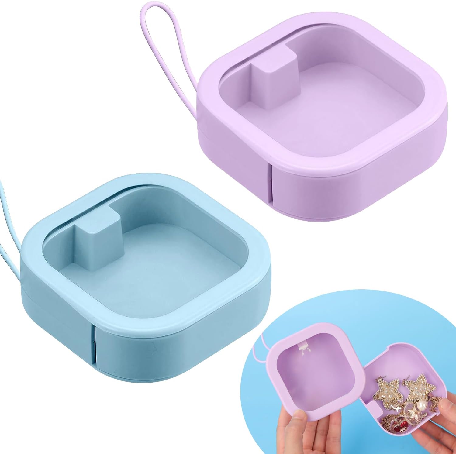 Spender, 2er-pack, Tragbarer Stirnbandhalter, Badezimmer-aufbewahrung, Reisezubehör, Wattestäbchen, Haarspange, Haarnadel (lila, Blau)
