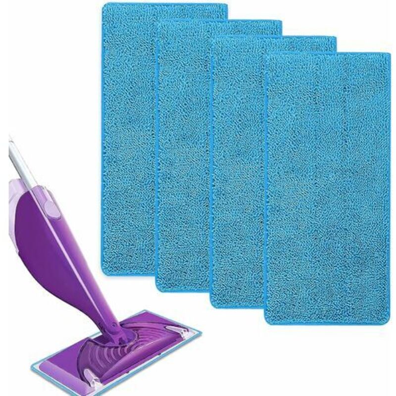 Geeignet Für Swiffer Flachmopptuch, Superfine Faser Mop Ersatztuch, Spray Reinigbare Superfine Faser Besen Reinigungslösung 4 Ersatz Feuchttücher (blau (4-teilig))