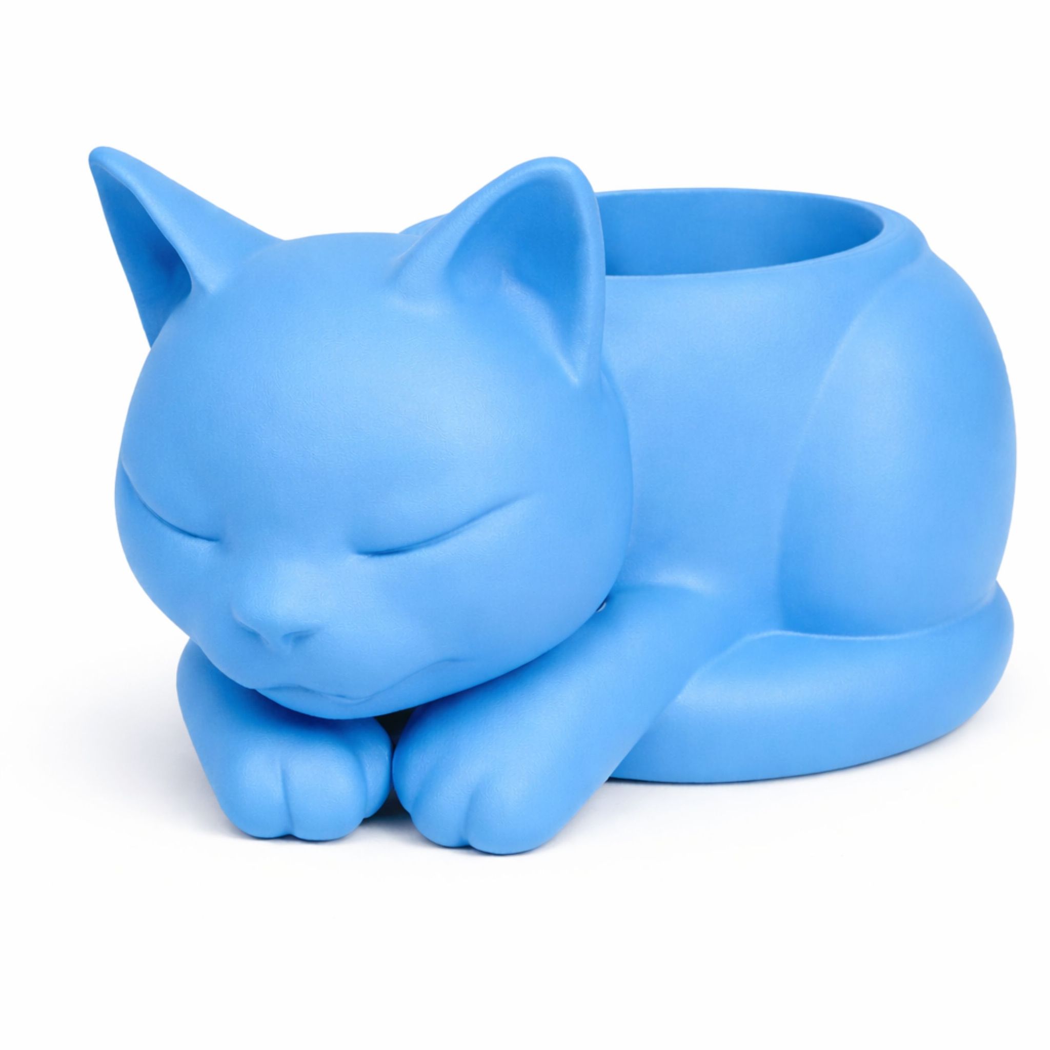 Blumentopf Mit Schlafender Katze, Blauer Dekorativer Übertopf Für Sukkulenten Und Kakteen