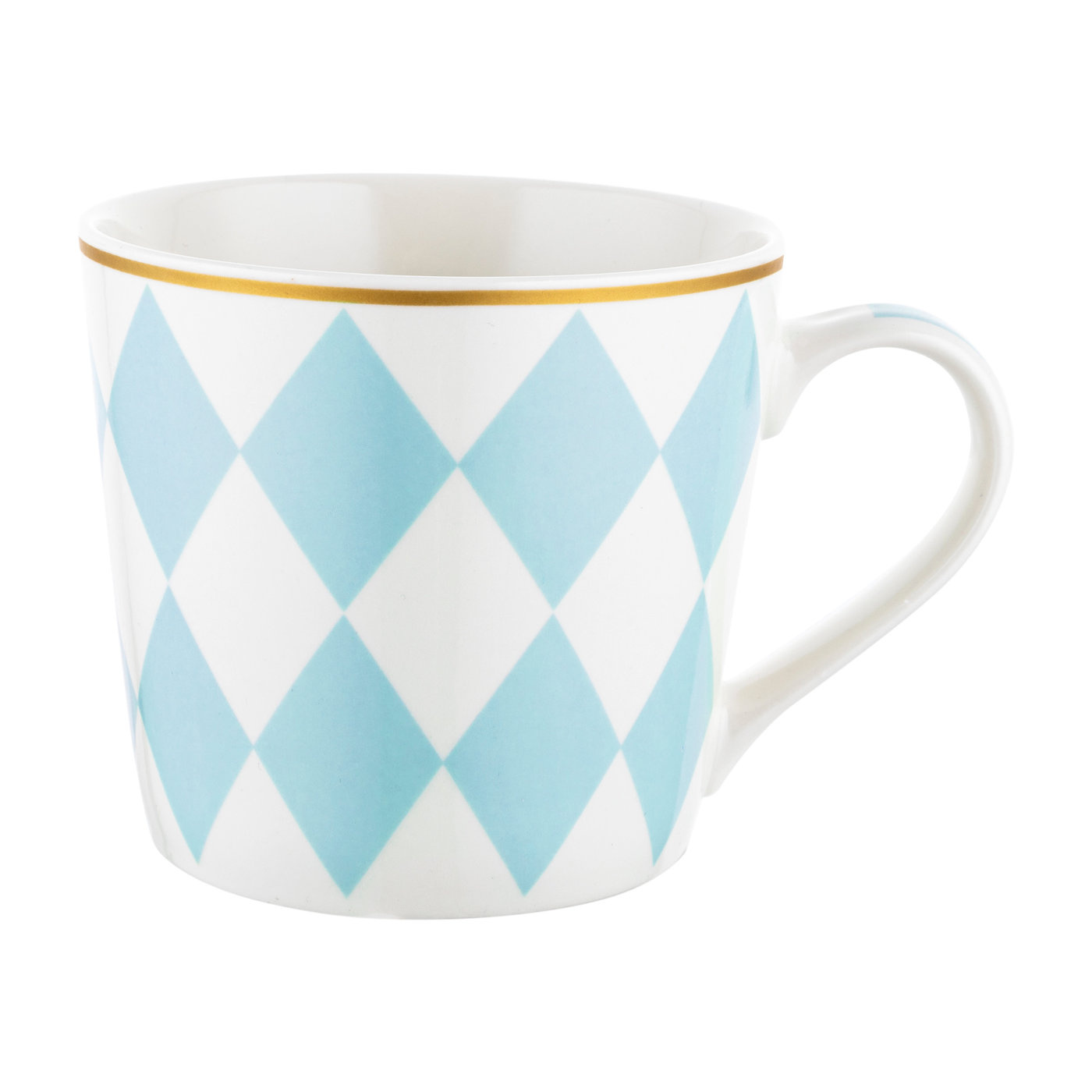 Florina Porzellanbecher Mit Geometrischem Diamantmuster, 400 Ml, Blau