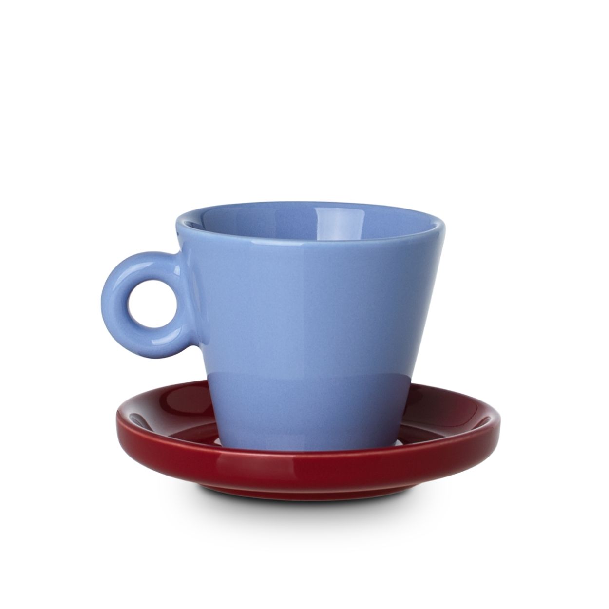 Echo 100 Ml Blaue Espressotasse Mit Roter Untertasse