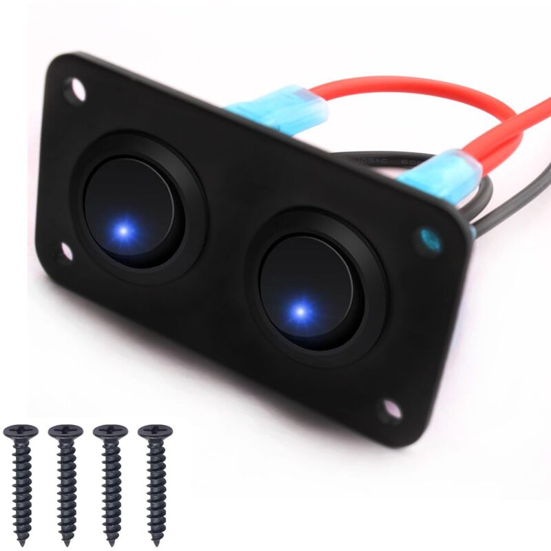 12–24 V Blauer Led-rundschalter, 2-wege-kfz-bedienfeld Für Autos, Lkws, Rennwagen Und Boote