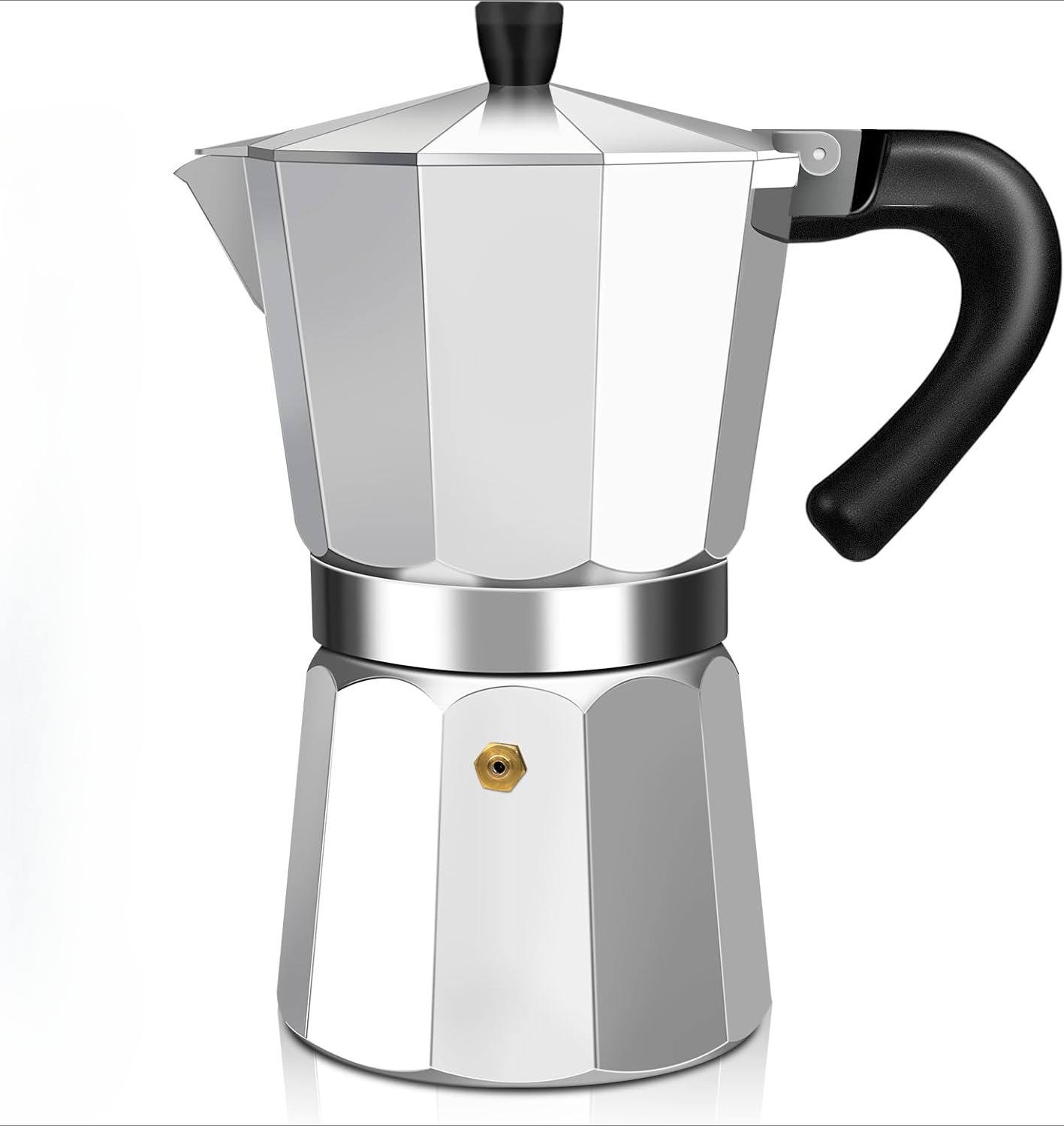 Aluminium Espresso Kochfeld Moka Topf Express Kaffeemaschine Percolator Italienische Klassische Mocha Kaffeemaschine Für Italienische Und Kubanische Café Brauen, 600 Ml, 12 Tassen, Silber