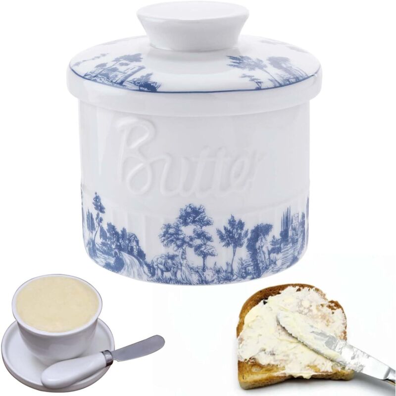 Runde Butterdose Aus Keramik Mit Deckel: Optimale Aufbewahrung Von Frischer, Weicher Und Gebrauchsfertiger Butter Elegantes Und Funktionales Design.