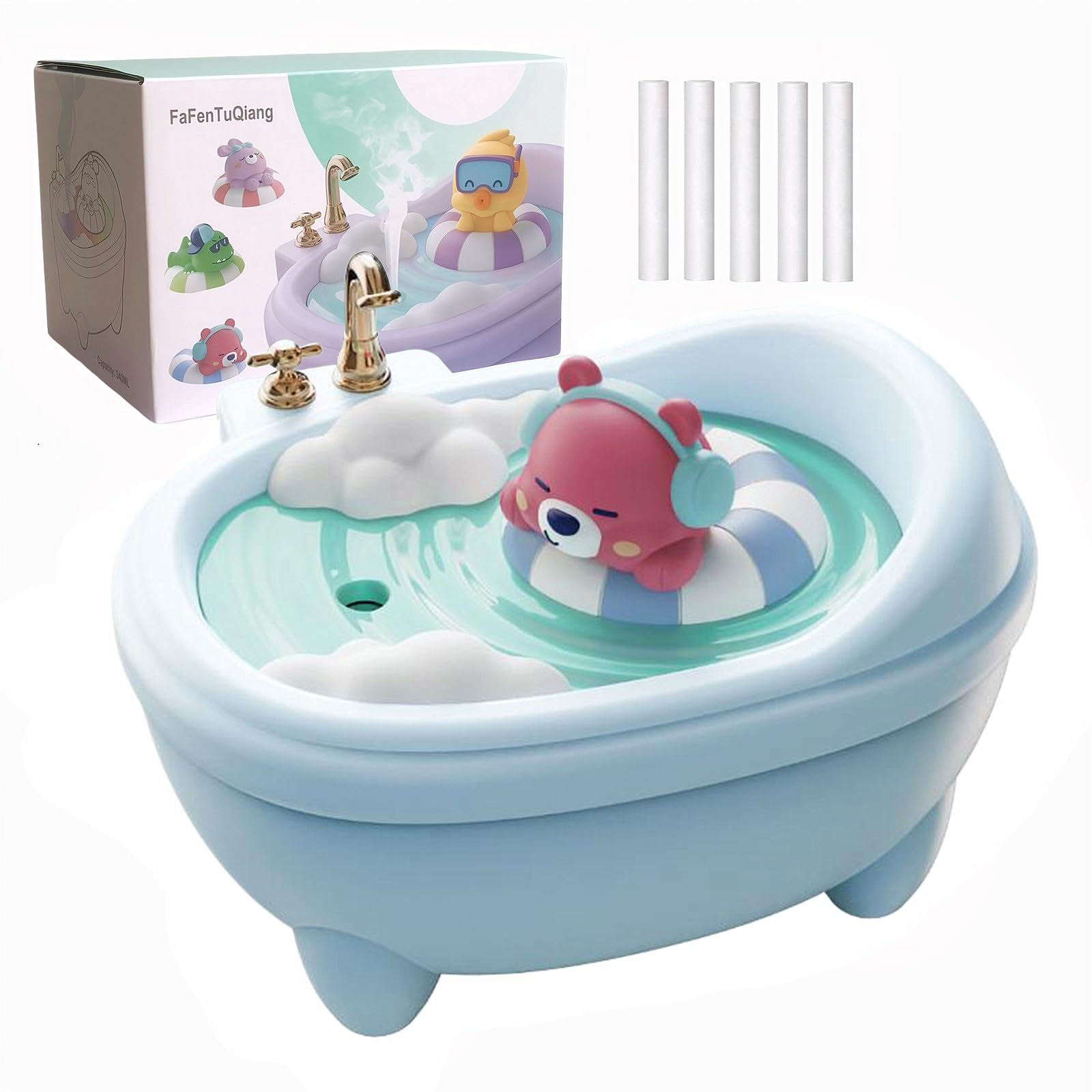 Niedlicher Mini-luftbefeuchter Für Schlafzimmer Und Büro, Füllung Von Oben, 0,34 L, Kühler Nebel, Leise, Leicht Zu Reinigen, Buntes Licht, Automatische Abschaltung (blau)
