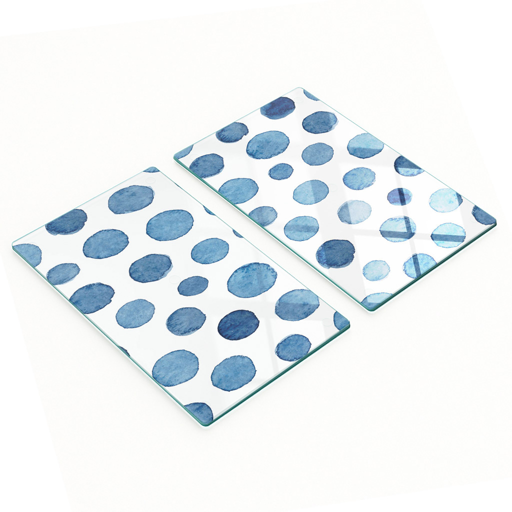 Stilvolle Und Robuste Glasplatten Mit Blauem Punktmuster, 2 X 30 X 52 Cm