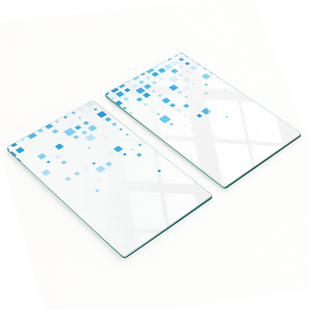 Robuste Und Stilvolle Glasplatten Mit Blauem Quadratmuster, 2 X 30 X 52 Cm