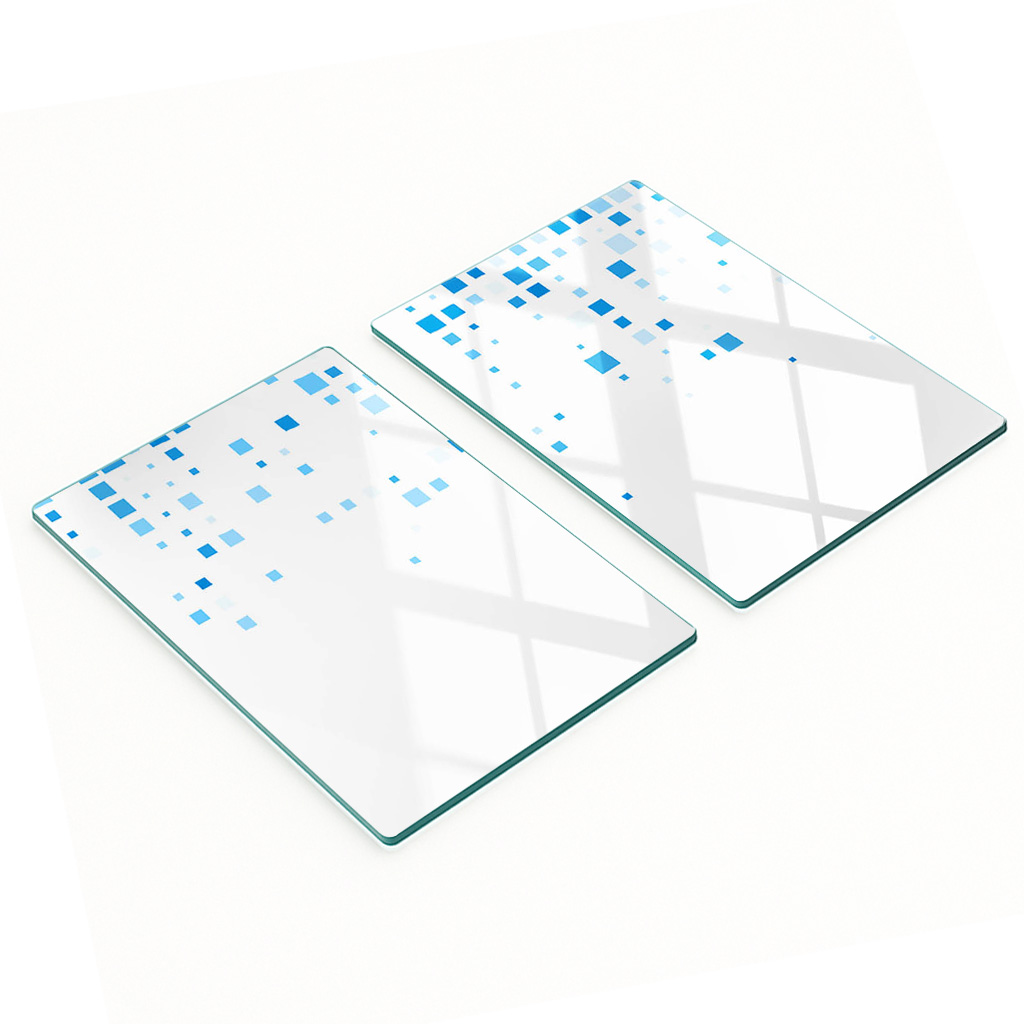 Robuste Und Stilvolle Glasplatten Mit Blauem Quadratmuster, 2 X 40 X 52 Cm