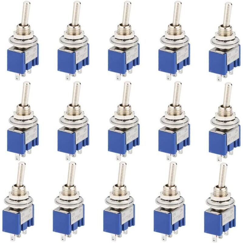 15-teiliger Mini-wippschalter, Ac 125 V 6 A Ein-aus 3-poliger 2-positionen-spdt-selbstsichernder Wippschalter Für Autoteile Blau