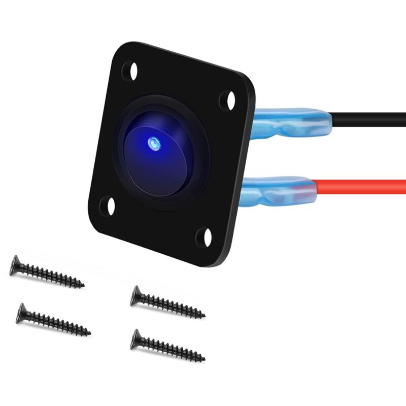 12–24 V, 1-poliger 20 A/10 A Rund-wippschalter Mit Led-beleuchtung Für Fahrzeuge, Lkw, Rennwagen Oder Boote – Blau