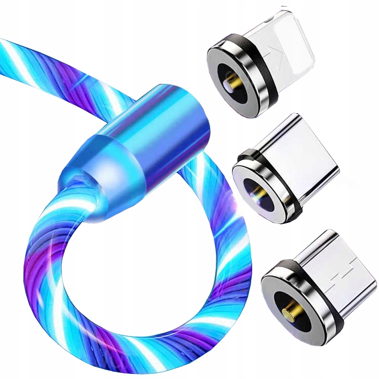 Magnetisches Led-kabel Für Iphone Micro-usb Typ-c 200cm Kb31blue