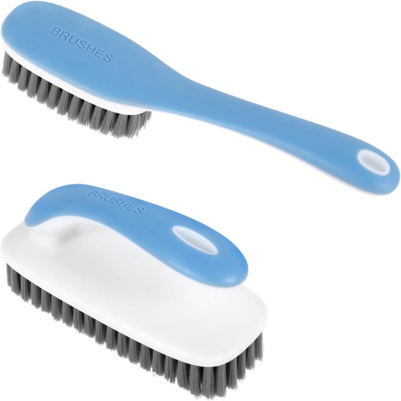 Set Mit 2 Reinigungsbürsten Mit Weichen Borsten, Langem Griff + Kleiderbürste (blau)