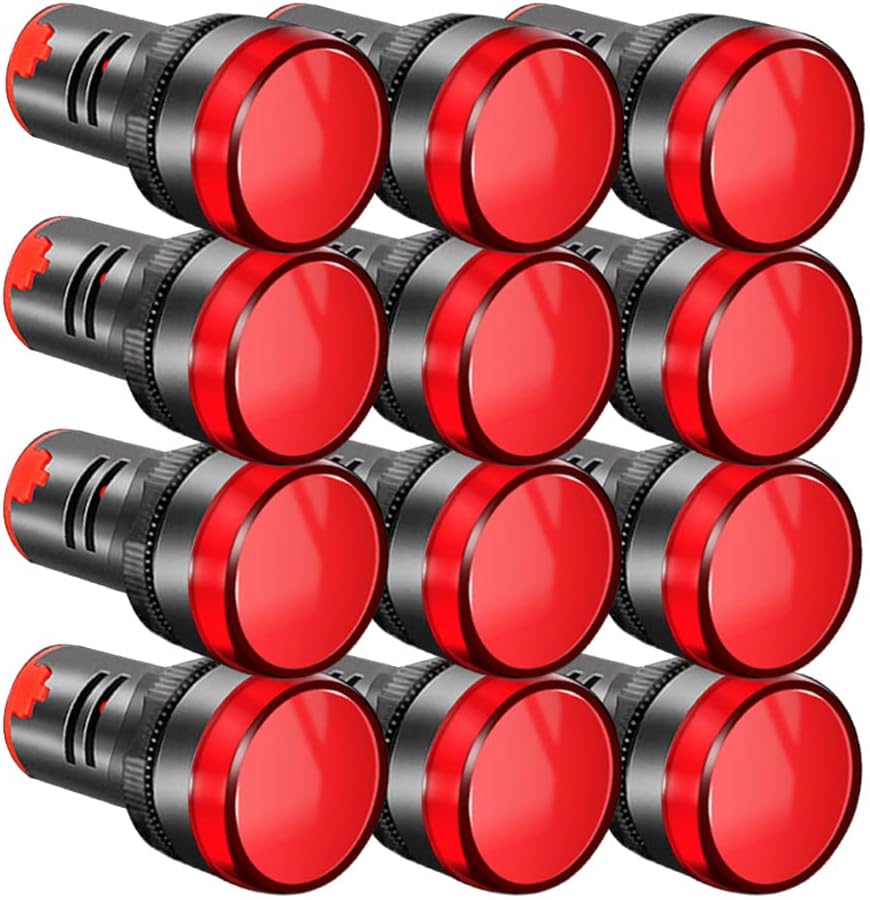 Satz Von 12 Stromanzeigen Led 22 Mm 220 V-380 V Ac/20 Ma, Led-pilotensignalplatte, Led-blinkenlicht, Rund