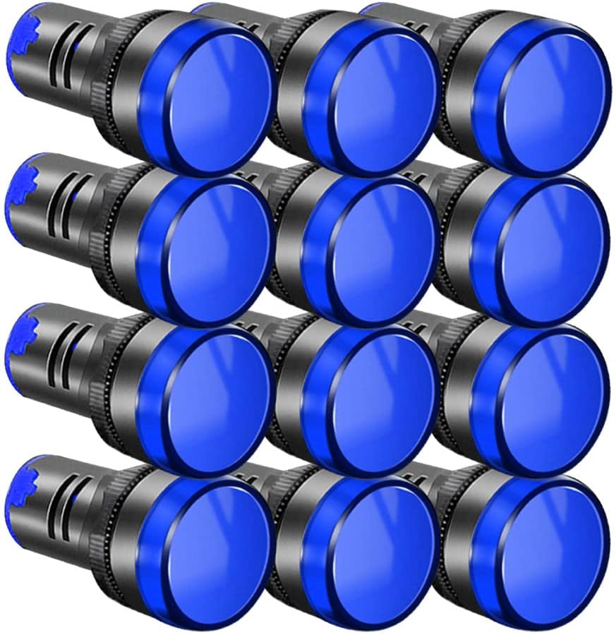Satz Von 12 Stromanzeigen Led 22 Mm 220 V-380 V Ac/20 Ma, Led-pilotensignalplatte, Led-blinkenlicht, Blau