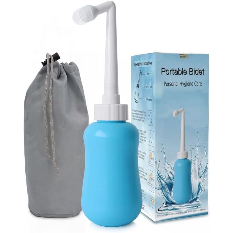 Ulisem 350 Ml Tragbares Bidet, Blau, Weiches Eva/abs, Einziehbare Düse, Ideal Für Reisen Und Intimpflege