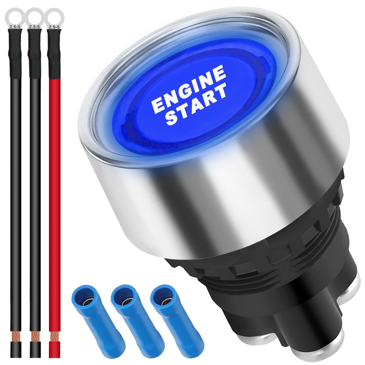 12v-24v / 50a Push Start Zündschalter Zündknopf Für Den Momentanen Motor Zündknopf Bule Led Zündknopf Für Den Autostart Spst On-off, Blau