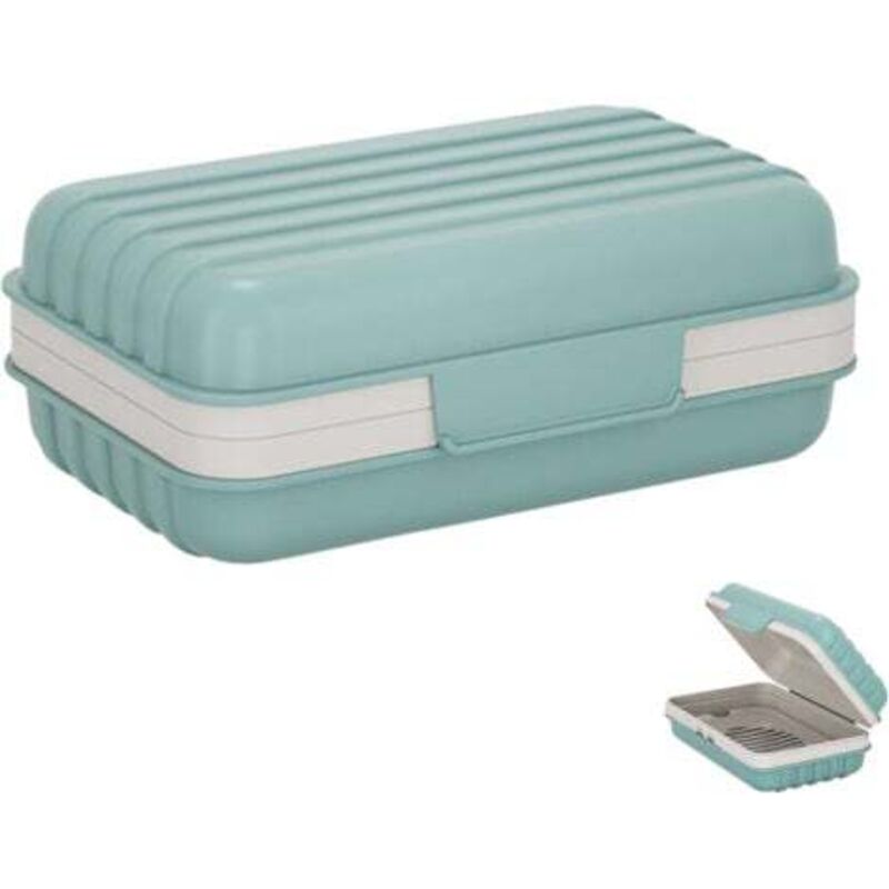 [niemals Verwendet] Seifenschale Mit Integriertem Seifenhalter, Wasserdicht Und Tragbar, Ideal Für Reisen, Badezimmer Und Camping, Mit Deckel Und Abtropfschale (nebelblau)