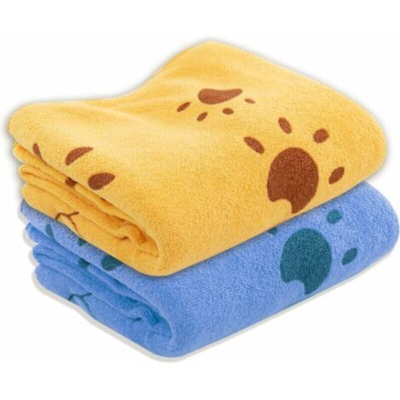 [niemals Verwendet] Hundehandtücher Aus Mikrofaser – Waschbare Hundedecke, 2er-set – Hundepflegezubehör – Großes Hundehandtuch – Orange Und Blau – 140 X 70 Cm