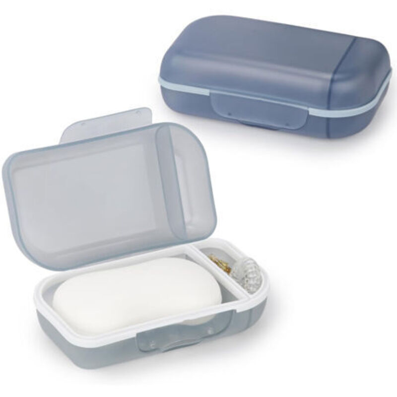 [niemals Verwendet] Set Mit 2 Seifenschalen Mit Deckel, Reiseseifenboxen, Seifenboxen Mit Tpr-dichtungsring, Für Dusche, Reisen, Wandern, Badezimmer (grau Und Blau)