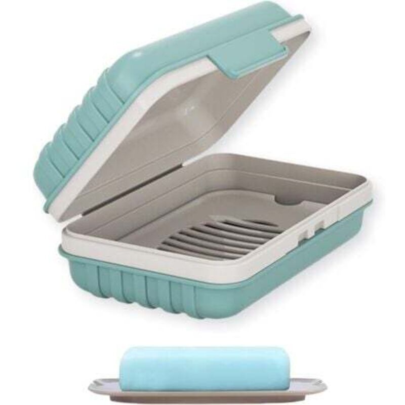 [niemals Verwendet] Seifenschale – 1 Seifenbox Für Dusche Und Reise Mit Deckel, Auslaufsicher, Blau, Ideal Für Fitnessstudio, Camping Und Reisen.