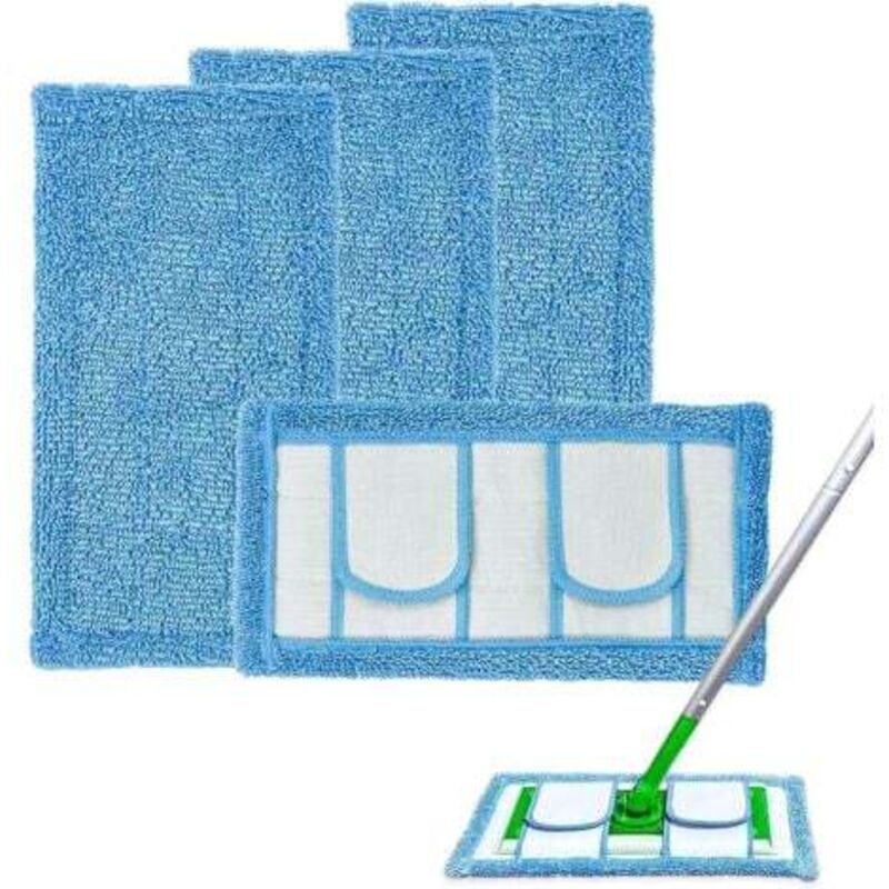 [niemals Verwendet] Set Mit 4 Wiederverwendbaren Mikrofaser-reinigungspads Für Swiffer-mopps Und Alle 25–30 Cm Breiten Flachmopps. Verbesserte Nass- Und Trockenreinigungspads Für Alle Hartböden.