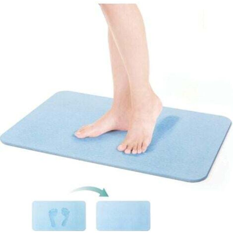 [niemals Verwendet] Rutschfeste Kieselgur-badematte, 60 X 39 X 0,9 Cm, Maximale Saugfähigkeit, Schnelltrocknende Duschmatte, Blau