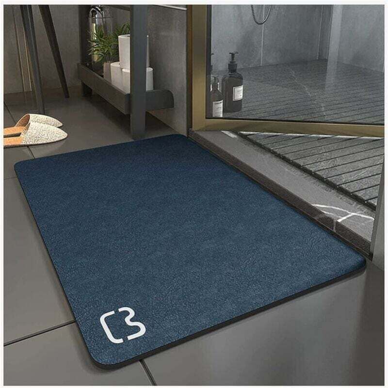 [niemals Verwendet] Rutschfeste Badematte 60 X 90 Cm, Super Saugfähig, Aus Kieselgur, Weiche Mikrofaser, Schnelltrocknend (marineblau)