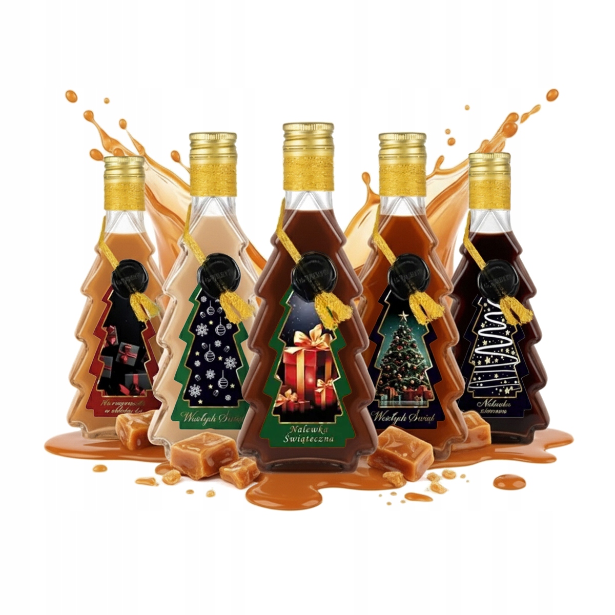 5 Flaschen Weihnachtsbaum 250ml Dekoriert Weihnachtsglasflasche Mit Likör