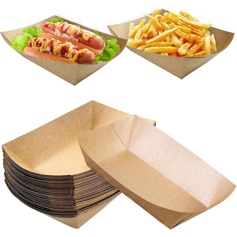 Biologisch Abbaubare Kraftkartonschalen – 50er-packung Für Snacks, Pommes, Salate, Sushi Und Desserts – Ulisem