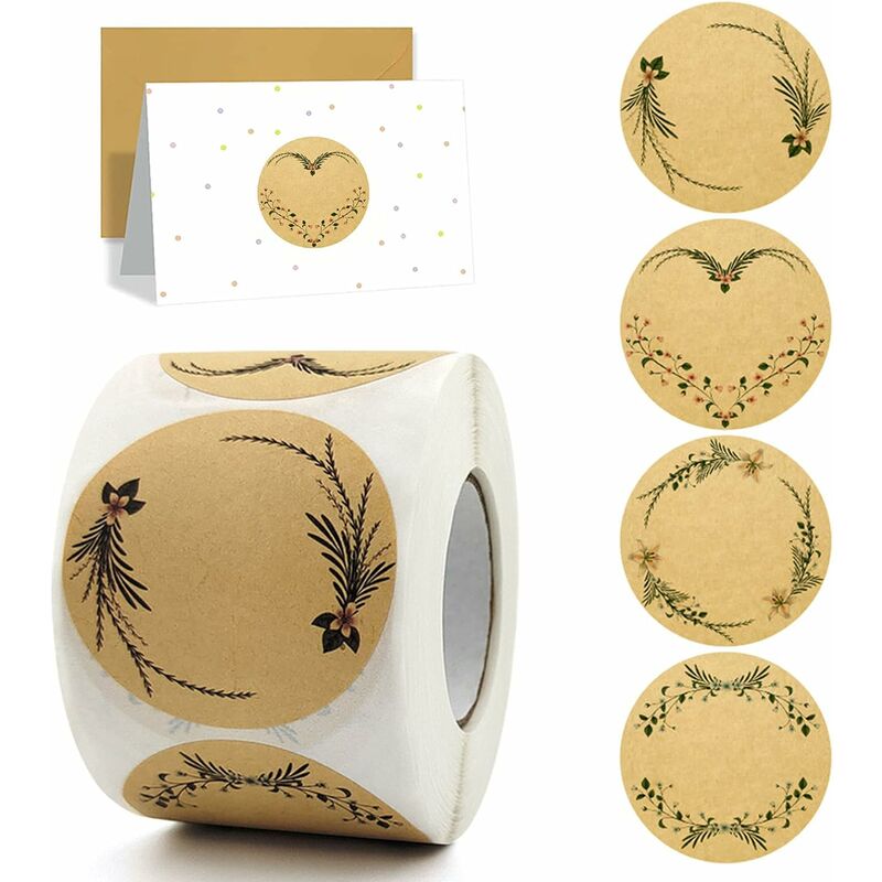 Marmeladenetikett, Rundes Selbstklebendes Etikett, Handgefertigte Aufkleber, Kraftpapieraufkleber, Leicht Zu Schreiben Und Abzureißen, Geschenk, Diy (1 Rolle, 500 Blatt-b)