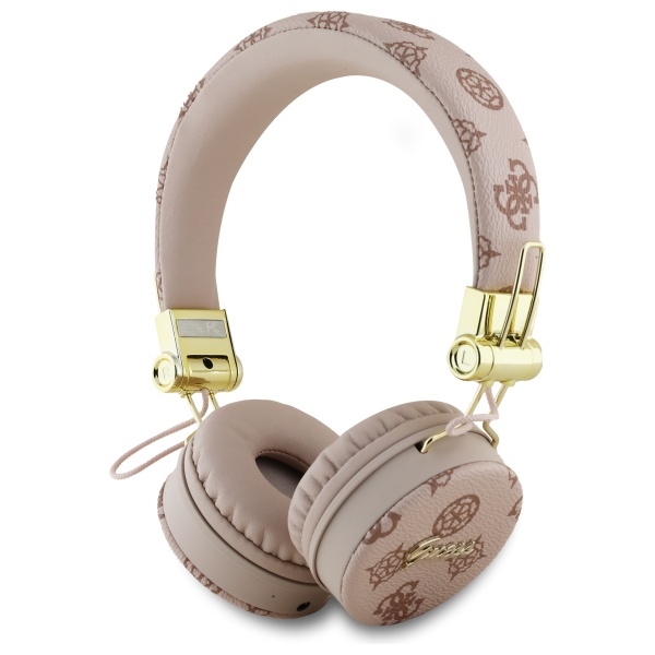 Guess Bluetooth-on-ear-kopfhörer Enc Gubh70eposmw Braun/braun Pfingstrosen-schriftzug, Runde Form