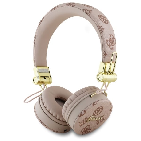 Guess Bluetooth-on-ear-kopfhörer Enc Gubh70eposmw Braun/braun Pfingstrosen-schriftzug, Runde Form
