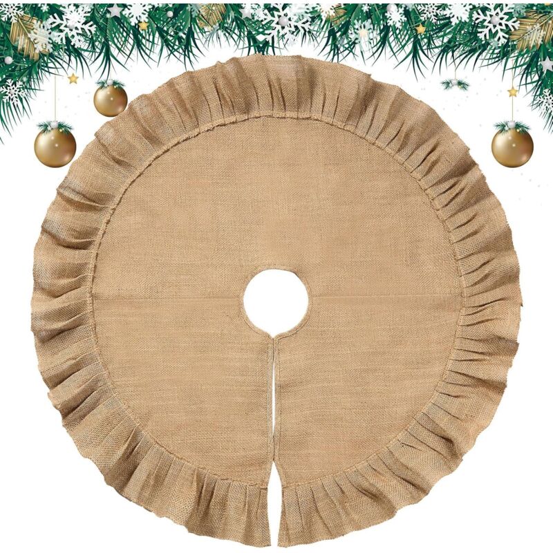 Weihnachtsrock Aus Leinen Mit Falten Und Rustikalen Rüschen, 80 Cm, Für Festliche Dekoration - Ulisem