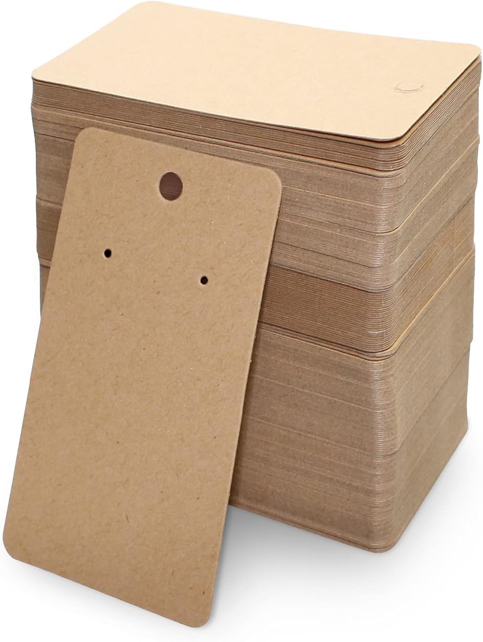 200 Stück Ohrring-präsentationskarten, Ohrringkarten Für Schmuck Und Halsketten, Kraftpapier-etiketten Zum Selbermachen (braun)