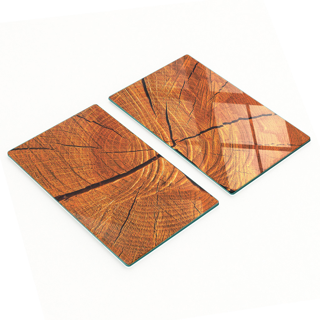 Multifunktionale Küchen-dekorationsplatten Aus Glas Und Holz, Braun, 2 X 30 X 52 Cm