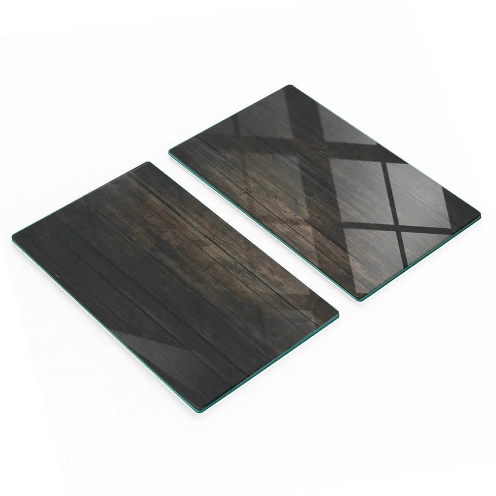 Robuste Und Stilvolle Glasplatten Mit Holzoptik, Braun, 2 X 30 X 52 Cm