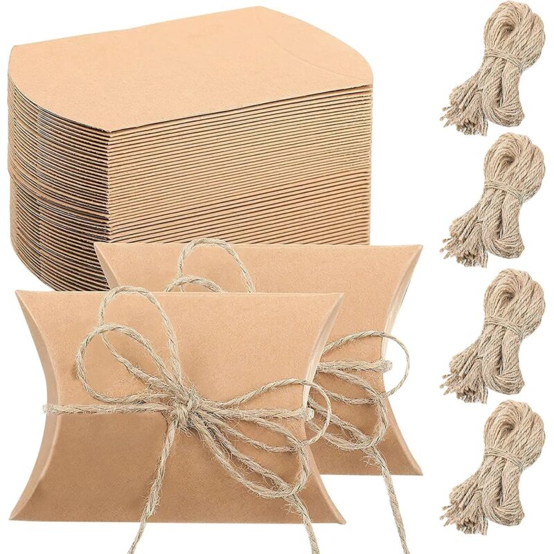 Kraftpapier-geschenkboxen, 100 Stück, 6 X 9 Cm, Für Süßigkeiten, Hochzeiten, Weihnachten, Partys, Inklusive 40 M Schnur – Ulisem