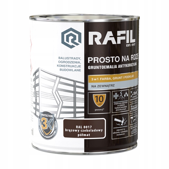 Rafil Metall-emaille, Direkt Rostend, Schokoladenbraun, Seidenmatt, 0,75 L