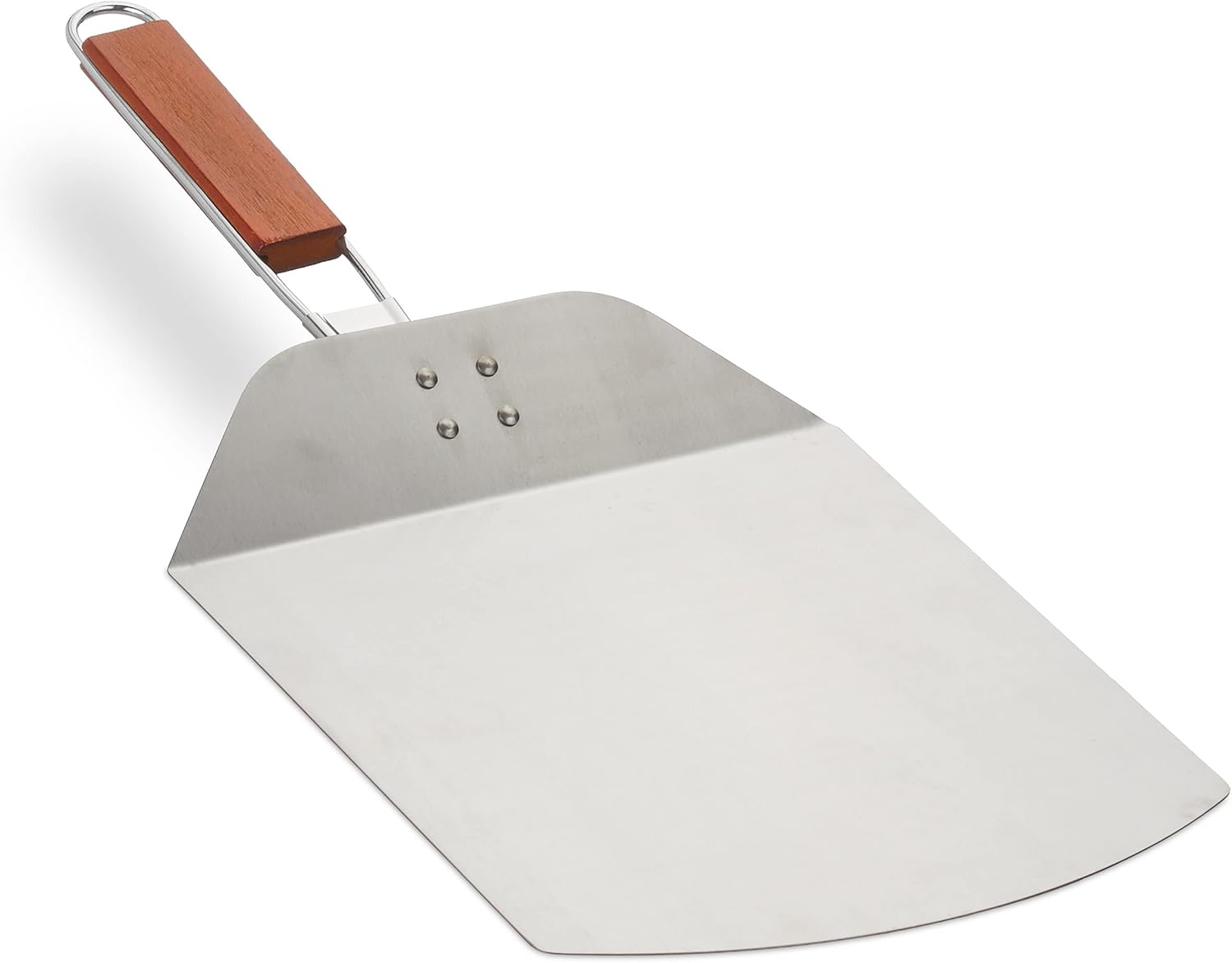 Pizzaschaufel Mit Holzgriff, Flammkuchen, Brot, Klappbar, L X T: 24 X 25,5 Cm, Inox, Braun/silber
