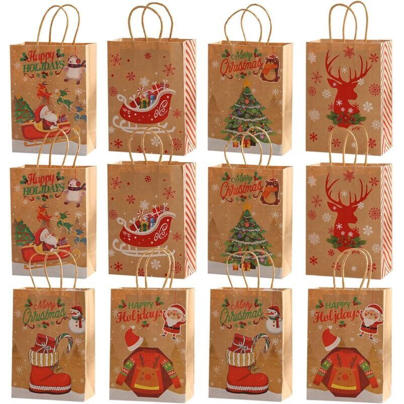 Wiederverwendbare Kraftpapier-geschenktüten, 12er-pack Mit Henkeln, Ideal Für Süßigkeiten, Kekse Und Kleine Geschenke – Ulisem