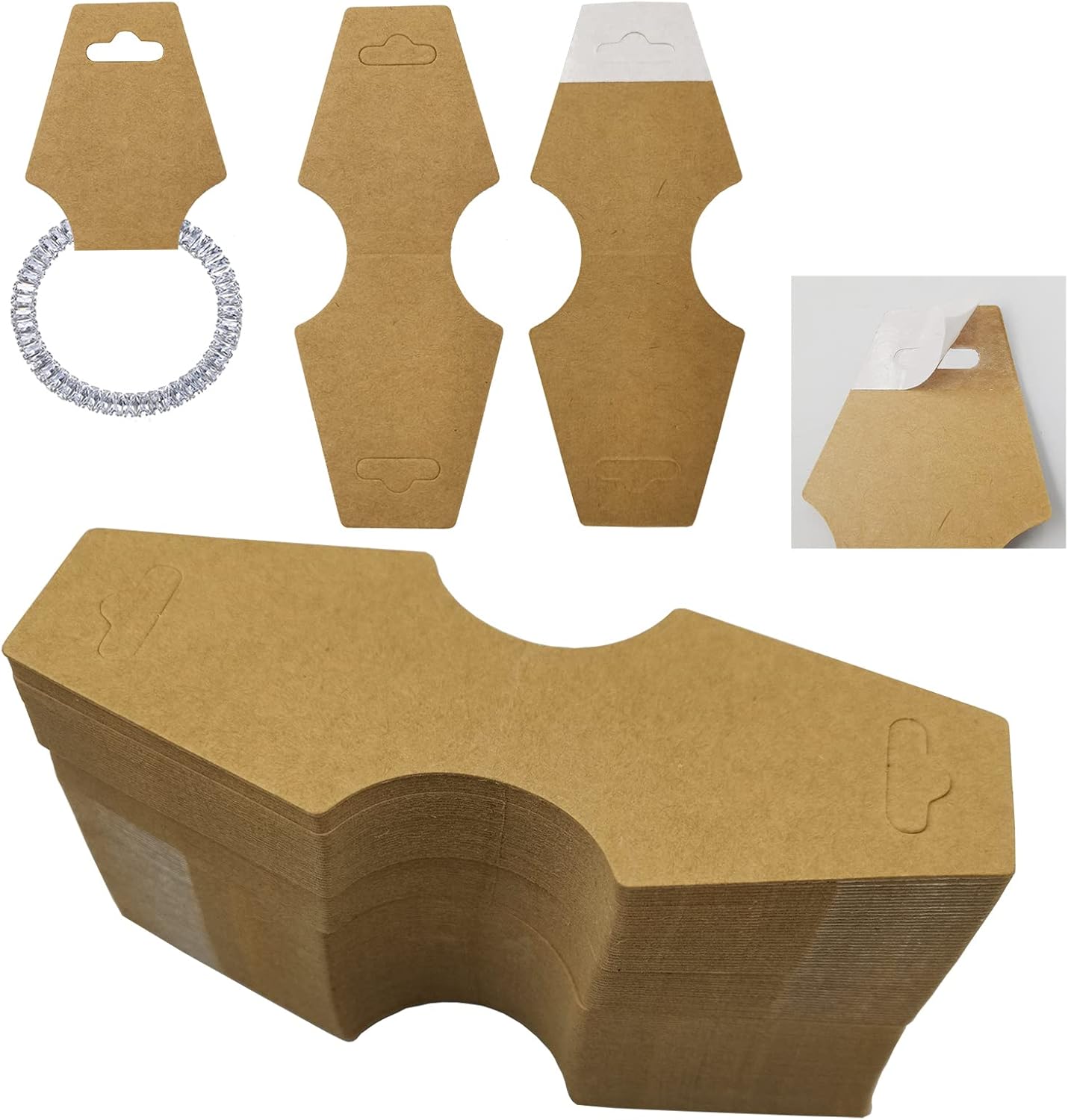 200 Stück Präsentationskarten Für Halsketten Und Armbänder, Selbstklebende Schmuckverpackungskarten Für Halsketten, Armbänder Und Haarbänder (braun)