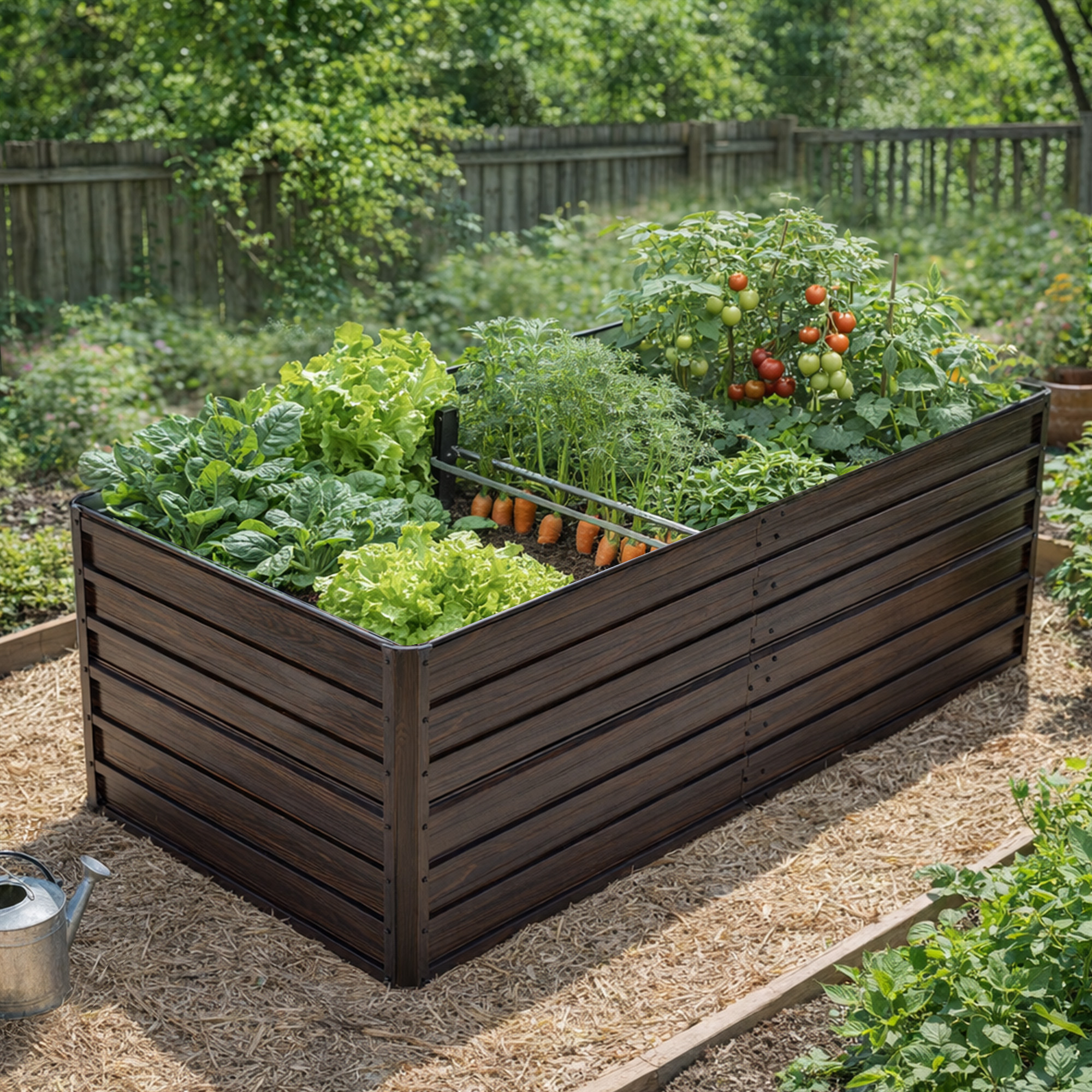 Large Metal Raised Garden Bed, 190x90x64cm Planter Box With Open Base, Heavy Duty Steel Flower Bed Kit, Weather & Rust Resistant For Vegetables Herbs Flowers Patio – Dark Grey