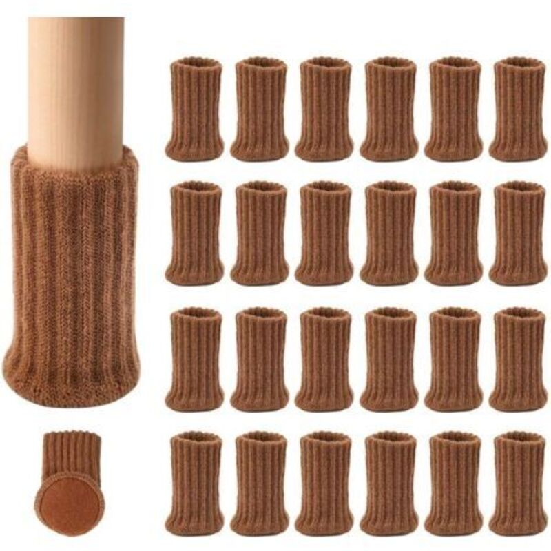 [niemals Verwendet] 24 Paar (braune) Rutschfeste, Gestrickte Möbelgleiter Für Stuhlbeine, Zum Schutz Vor Kratzern Und Zur Geräuschreduzierung, Für Leichtes Verschieben, Braun